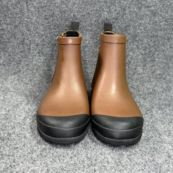 Madewell Zip-Up Lugsole Rain Boots Women's‎ Size 8 Brown Rubber Waterproof Shoes - Picture 2 of 12